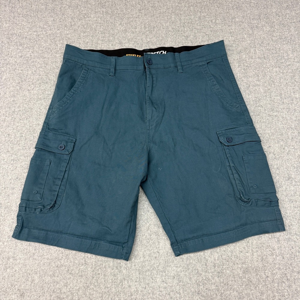 Stanley Cargo Shorts 36 Teal Blue Stretch Flex Technology Utility Work Outdoor